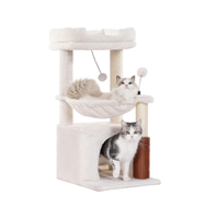 Arbre à chat de 32 pouces avec poteau à gratter, grand hamac de 15,7 pouces et auto-toilettant, perchoir supérieur amovible et condo spacieux