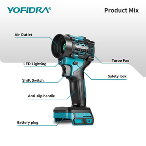 Souffleur à feuilles électrique sans balais YOFIDRA, souffleur turbo portatif, outil de soufflage de poussière pour batteries 18V - Product Image 3