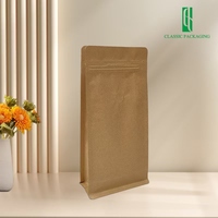 Sacs d'emballage pour café en aluminium, vierges, noirs et blancs, refermables, à fond plat, avec valve et fermeture éclair pour le café