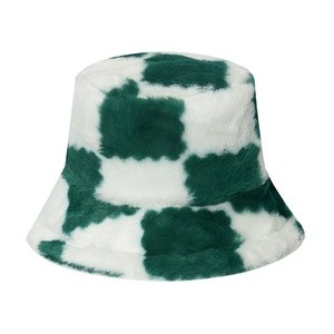 Chapeau Bob d'Hiver pour Femme en Fausse Fourrure Moelleuse et Pelucheuse, Motif Damier, en Laine Unie Épaisse, Doux et Chaud, pour la Pêche et les Vacances - Product Image 4