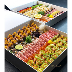 Boîte d'emballage alimentaire en papier jetable pour Sushi, carton blanc imprimé sur mesure pour Restaurant écologique, <span class=keywords><strong>livraison</strong></span> au maroc - Product Image 4