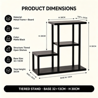 Étagère de présentation pour service à thé en métal, quatre niveaux, durable, minimaliste, carrée, thermolaquée, sur pied, support de rangement pour tasses à thé