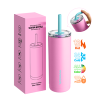 Vaso Térmico de Acero Inoxidable de 20 oz con Nuevo Diseño Everich para Exteriores y Vaso de 20 oz con Pajita Flexible de Silicona Suave