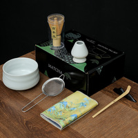 Ensemble de thé matcha 7 pièces pour débutants - Plusieurs options de couleurs - Kit complet avec fouet, bol, tamis, cuillère, support, chiffon et base