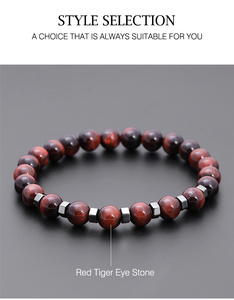 Pulsera de Cuentas de Piedra Natural de Moda, Turquesa Blanca, Roca Volcánica, Ágata Negra Mate, Brazalete Elástico - Product Image 2