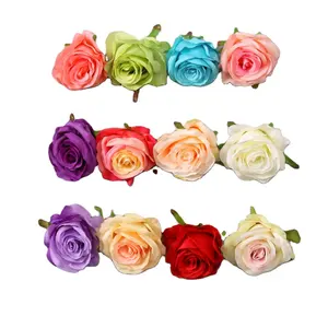 Prezzo di fabbrica panno di seta rosa rosa fiori artificiali fatti a mano di alta qualità teste di rosa decorazione fiori