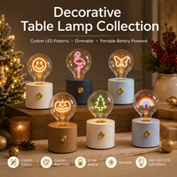 Ampoule LED en forme de cœur, de cloche ou de lune, type Edison, alimentée par piles, base en plastique colorée, pour la décoration, ampoule cadeau, prix d'usine