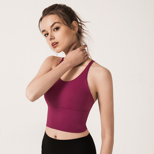 Women Criss Cross Multi Strap Cutout <b>Back</b> Yoga Crop Tank <b>Top</b> Padded U Neck Sports Bra <b>Low</b> Support Pilates Workout Active Wear - Product Image 4