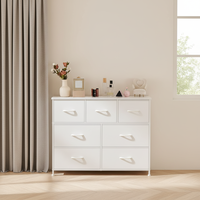 Commode de rangement classique blanche, meuble TV, 7 tiroirs de rangement en métal, structure métallique pour chambre, salon, couloir
