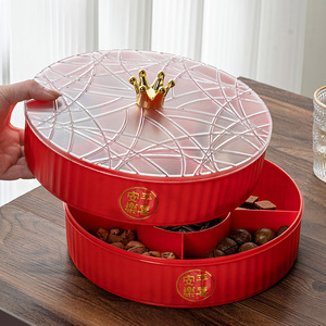 Crown Fruit Plate Round PP Plastic Candy Box Snack Platter Dried Fruit Storage Home Living Room Coffee Table Decorative Storage - Product Image 2