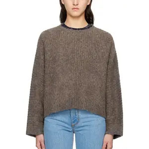 Taupe Poet Sweater Rib knit baby alpaca-mistura camisola Alta qualidade novo estilo para as mulheres