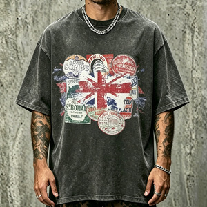 Vintage <b>Washed</b> Oversized Men T Shirt 100% Cotton Short Sleeve Crew Neck Custom Logo Streetwear Tee - Product Image 3