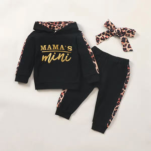 Vente chaude motif léopard <span class=keywords><strong>pull</strong></span> à capuche et pantalons filles ensembles enfant vêtements survêtements d'hiver - Product Image 6