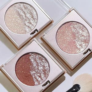 Cross-Border Bestseller Dual-Shade Highlighter Lidschatten-Palette, 4er-Serie Muschel-Perlmutt Cowboy Erdfarben Lila Glitzer Matt - Product Image 1