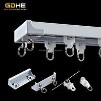 Rail de rideau double en alliage d'aluminium durable avec curseur et embout, 6 cm de large, pour rideau à plis en S