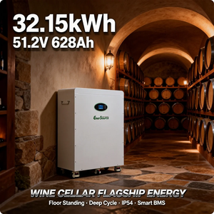 Batterie au lithium 51,2 V 48 V 628 Ah 32 kWh pour système d'énergie solaire, sur pied avec roues - Product Image 5