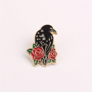 Quạ thanh lịch với pin hoa hồng đỏ cho goths lãng mạn, hoàn hảo cho thời trang thay thế - Product Image 5