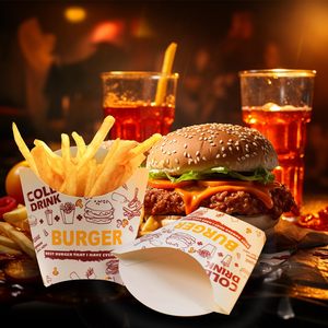 Boîte à emporter pour frites, en carton laminé mat, portable, haut de gamme, personnalisable en gros - Product Image 4