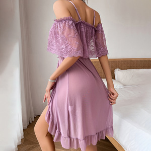 Ensemble <span class=keywords><strong>de</strong></span> lingerie sexy en dentelle transparente Chuangerm Spot 2026, taille plus, pour femmes, robe <span class=keywords><strong>de</strong></span> <span class=keywords><strong>nuit</strong></span> à bretelles, épaules dénudées, lingerie transparente - Product Image 2
