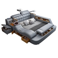 Enth Power R330 Trendiges Modernes Wohnzimmermöbel Intelligentes Multifunktionales Verstellbares Lederbett Kombination mit 2 Schubladen