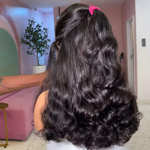 <span class=keywords><strong>20</strong></span>英寸奢华13x4高清瑞士蕾丝前假发人发13x6短体波假发生巴西黑色女性无胶假发 - Product Image 5