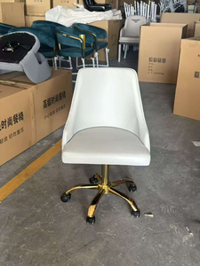 Luxury Beige Vertical Stitch Salon Guest <b>Chair</b> Gold Frame Matching Adjustable Technician <b>Chair</b> For Nail Salon Manicure Spa - Product Image 6