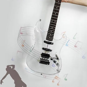 กีตาร์ไฟฟ้า 6 สาย คุณภาพสูง สำหรับผู้เริ่มต้น ระดับเริ่มต้น ทำจากอะคริลิก/ไม้ พร้อมฟิงเกอร์บอร์ดไม้โรสวูดและคอไม้เมเปิล - Product Image 2