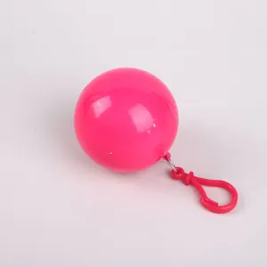 H496 Creative Outdoor Camping Keychain Portable Spherical Case Raincoat Plastic Ball Key Chain Disposable Rain Poncho