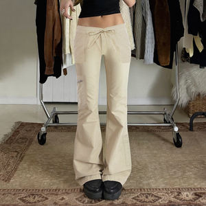 Pantalon cargo décontracté respirant pour femme - Pantalon multi-poches avec cordon de serrage à la taille et jambe large, lavé, vente en gros - Product Image 1