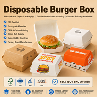 Caja de Comida para Llevar, Resistente a la Grasa, con Logotipo Personalizado, de Papel Kraft de Grado Alimenticio, para Hamburguesas, Papas Fritas, Pollo, Comida Rápida, OEM, Desechable
