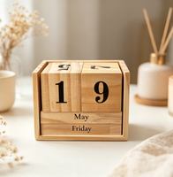 Calendrier perpétuel en bois vintage, blocs réglables pour mois, date, semaine, calendrier de bureau, bloc DIY, décoration pour la maison et le bureau, cadeau