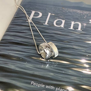 S925 Sterling Silver Double-Layered Rice Droplet <b>Stacked</b> <b>Necklace</b> Simple Niche Design Snake Bone Chain Fashionable Layered - Product Image 1