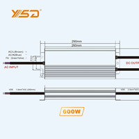 Convertisseur LED YSD, alimentation LED avec aluminium, 600w, 12v, 24v, simple, 220v, ultra-fin, étanche, alimentation LED