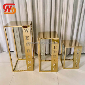 SMOOTH Gold Stainless Steel Set of 3 Rectangle <b>Flower</b> <b>Display</b> Stand for Wedding Aisle Centerpiece Decoration - Product Image 4