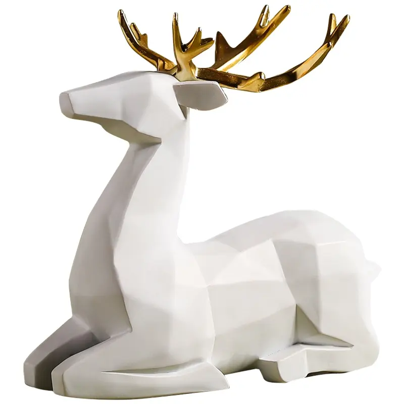 Resin crafts origami deer ornaments Black and white home tabletop decor figurine