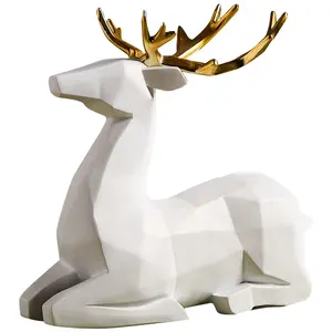 राल शिल्प origami हिरण गहने काले और सफेद घर टेबलटॉप सजावट मूर्ति