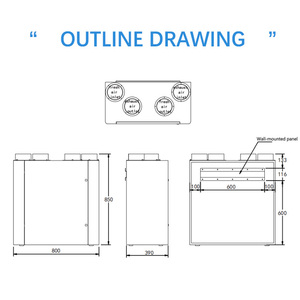 Système de ventilation à récupération d'énergie de type vertical à faible bruit pour villa et salle de sport, 800m³/h, récupérateur ERV HRV HVAC avec Wifi Vf-l800bns - Product Image 3