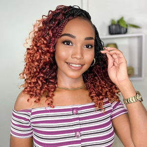 Capelli Sintetici Afro Kinky Rossi per Trecce Crochet con Scatole, Trecce Intrecciate Crochet Box Braid ad Alta Temperatura - Product Image 2
