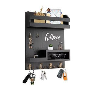 Wall Mounted Mail And Key Organizer With <b>Shelves</b> And <b>Hooks</b> For Entryway Storage Home Decor - Product Image 3