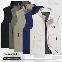 Gilet de Sécurité Respirant Homme Multi-Poches à Fermeture Éclair, Veste de Travail Extérieur Décontractée, Gilet de Pêche et Photographie