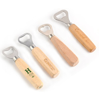 Ouvre-bouteille avec manche en bois massif, ouvre-bouteille en acier inoxydable massif, pour Bar de fête familial