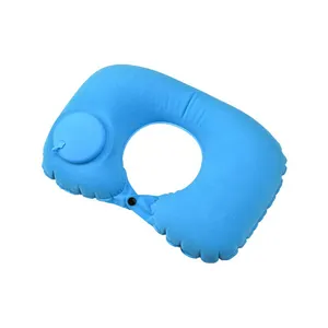 Portable voyage gonflable pliant pompe à pression automatique oreiller gonflable en forme de u cou oreiller