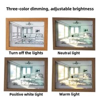 Dreifach Einstellbarer LED-Bilderrahmen mit Öko-Design, Batterie Inklusive, Modernes Einfaches Landschafts-Nachtlicht, Schwarzes MDF