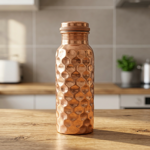 Hammered Copper Water Bottle Portable Sublimated <b>Drinkware</b> Custom Gift Set for Travel Office Camping - Indian Home Crafts - Product Image 1