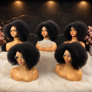 Peluca de Cabello Humano Virgen Afro Rizado Kinky 13x4 con <span class=keywords><strong>Parte</strong></span> Lateral y Frente de Encaje, Color Natural, Estilo Afro Bob con Línea de Cabello Natural, Cabello Peruano - Product Image 5