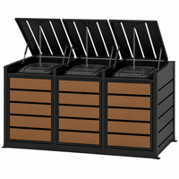 Poubelle métallique durable et écologique avec revêtement imitation bois pour cuisine extérieure et stockage de déchets publics