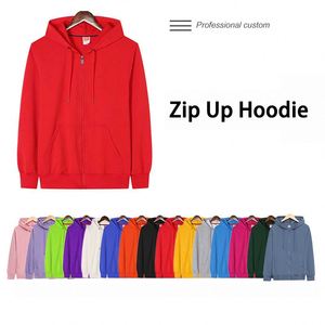 Custom Logo Blank Cotton Streetwear Essentials Hoodie Plus Size Mens Polyester Thick Full Zip up Embroidery Sports Hoodie - Product Image 2