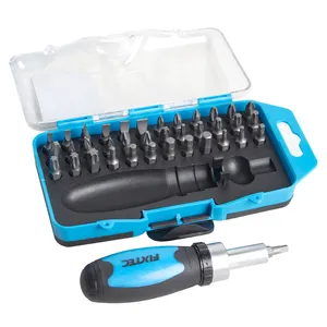 FIXTEC Hand Tool 38PCS Mini Ratchet Slotted & Phillips Screwdriver Bit Sets