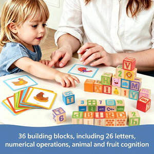 Bloques de Madera para Apilar con el Alfabeto <span class=keywords><strong>ABC</strong></span> para Niños Pequeños, Juego de Construcción de Números y Letras, Juguetes Educativos de Rompecabezas para Niños de 1 a 3 Años - Product Image 3