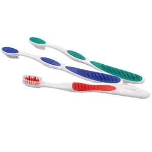 2024 새로운 구강 관리 저렴한 제조 최고의 판촉 선물 특수 실리콘 고무 팁 강모 내부 2 색 처리 성인 Toothbrush-H052
